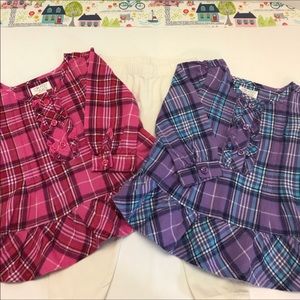 Two Children’s Place Long Sleeve Plaid Blouses